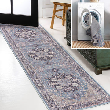 Maris Ornate Medallion Washable Area Rug